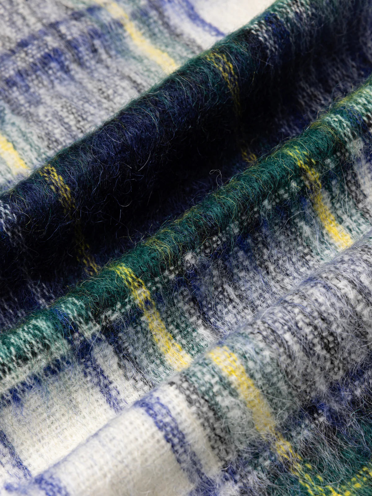 KESTIN Muir Brushed Scarf in White Check Mohair Blend