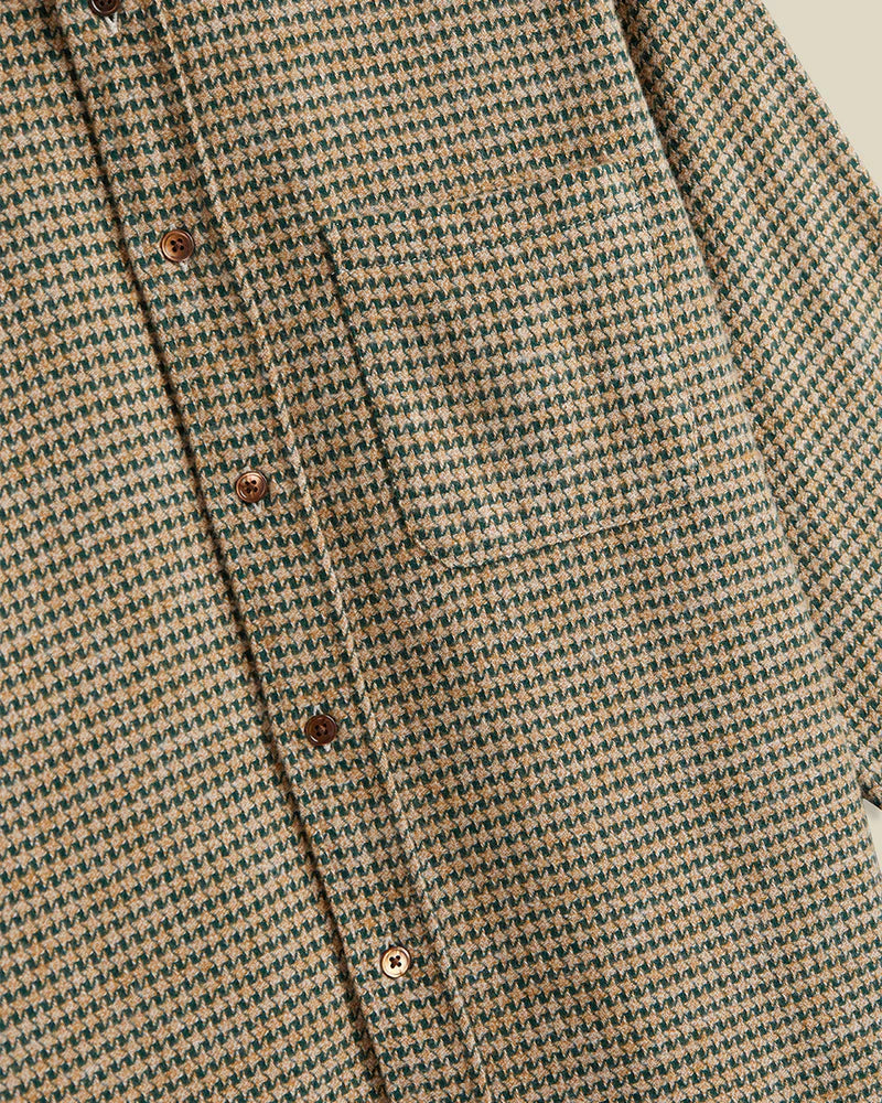 PORTUGUESE FLANNEL Abstract Pied Poule Green Shirt