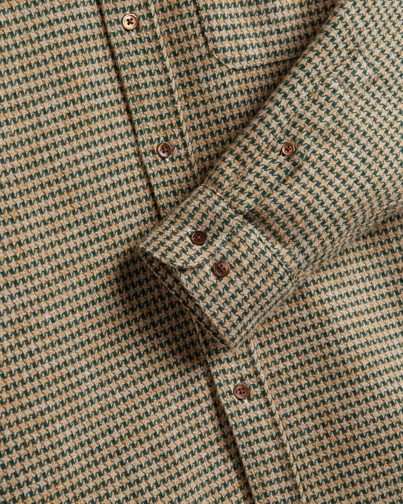 PORTUGUESE FLANNEL Abstract Pied Poule Green Shirt