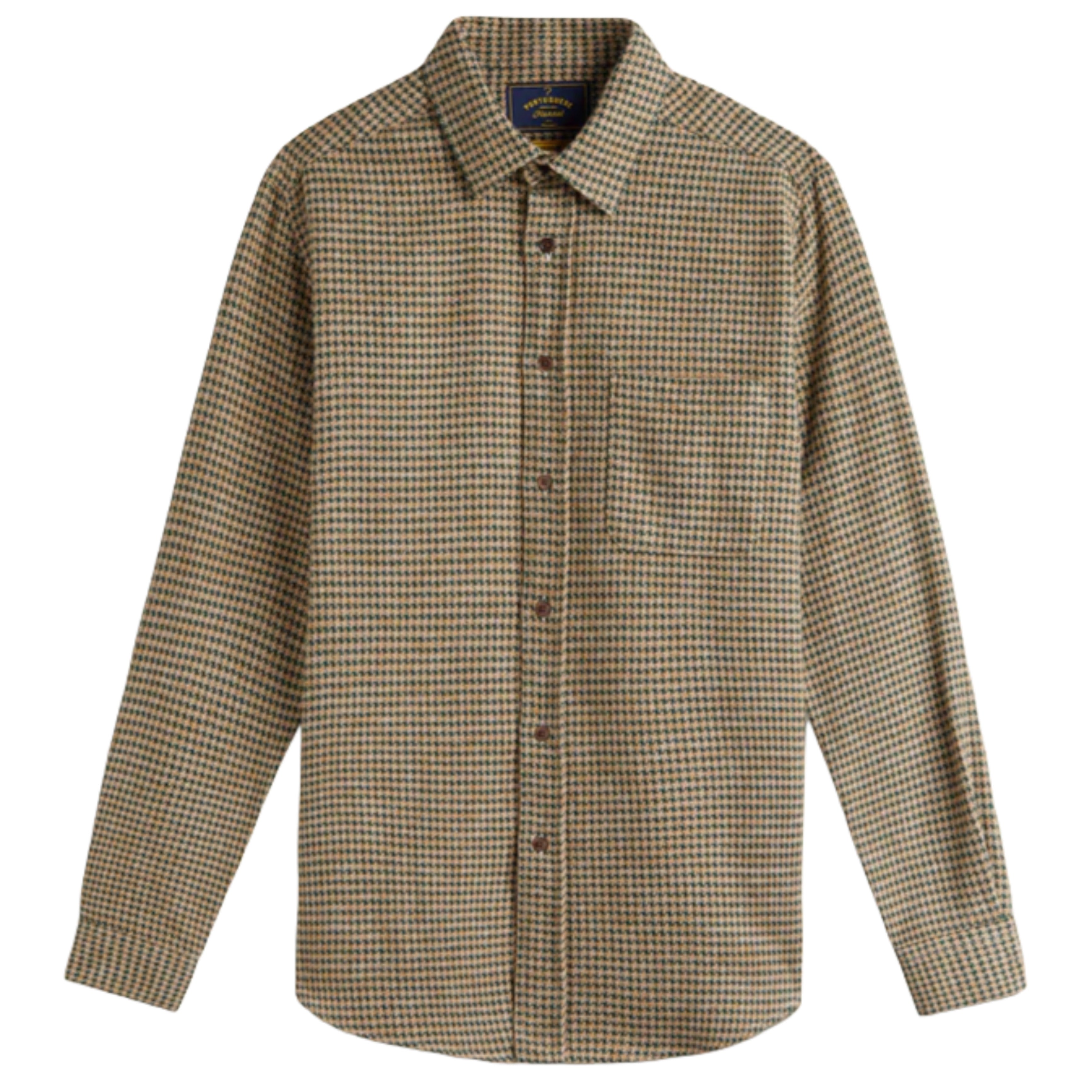 PORTUGUESE FLANNEL Abstract Pied Poule Green Shirt