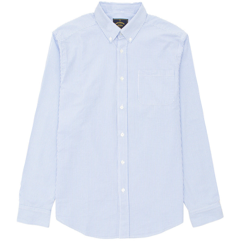 PORTUGUESE FLANNEL Atlantico Seersucker Stripe Blue Shirt