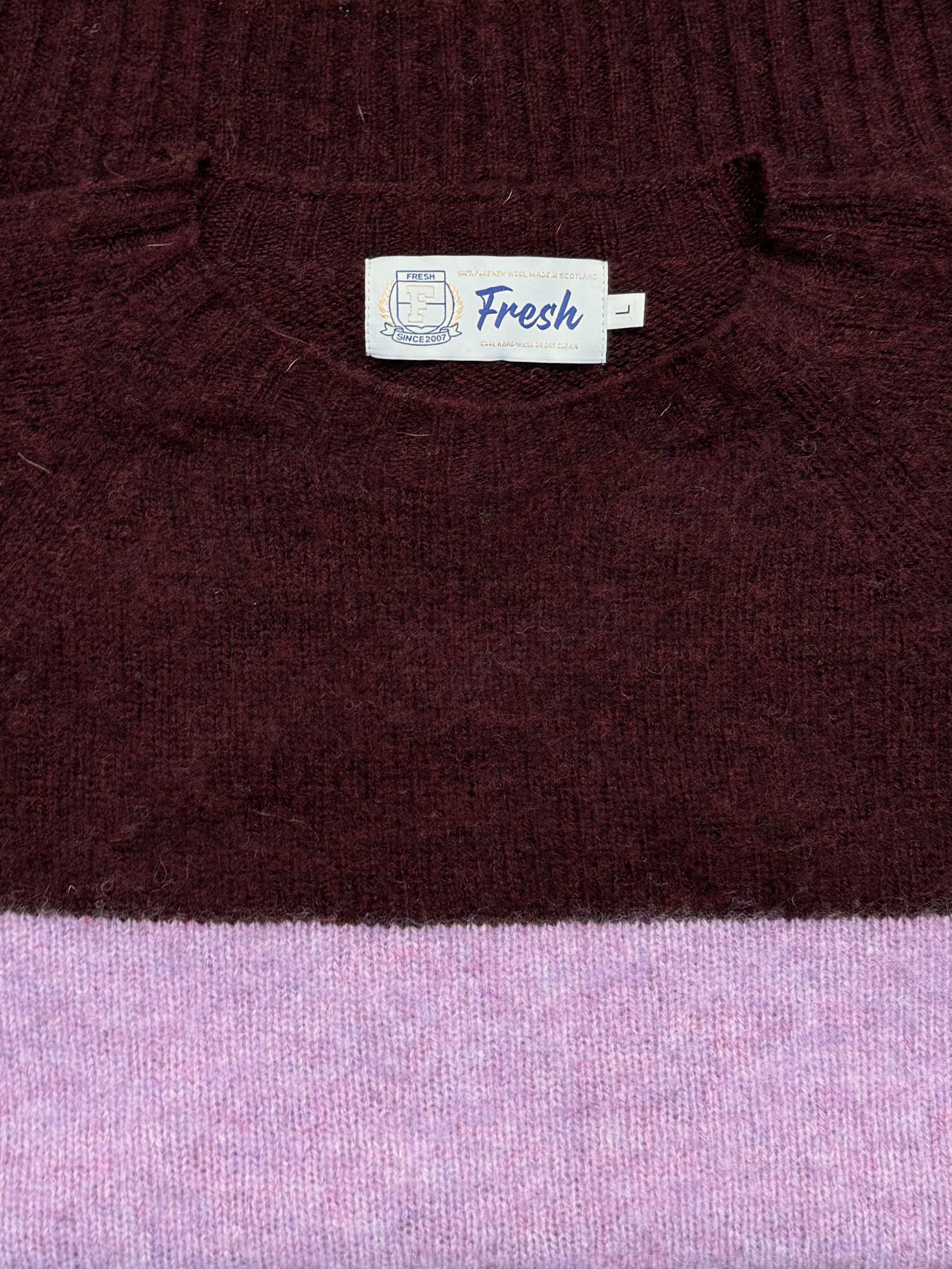 Maglione FRESH Sean in lana scozzese Shaggy in blocchi di colore Wizard Heather Rose