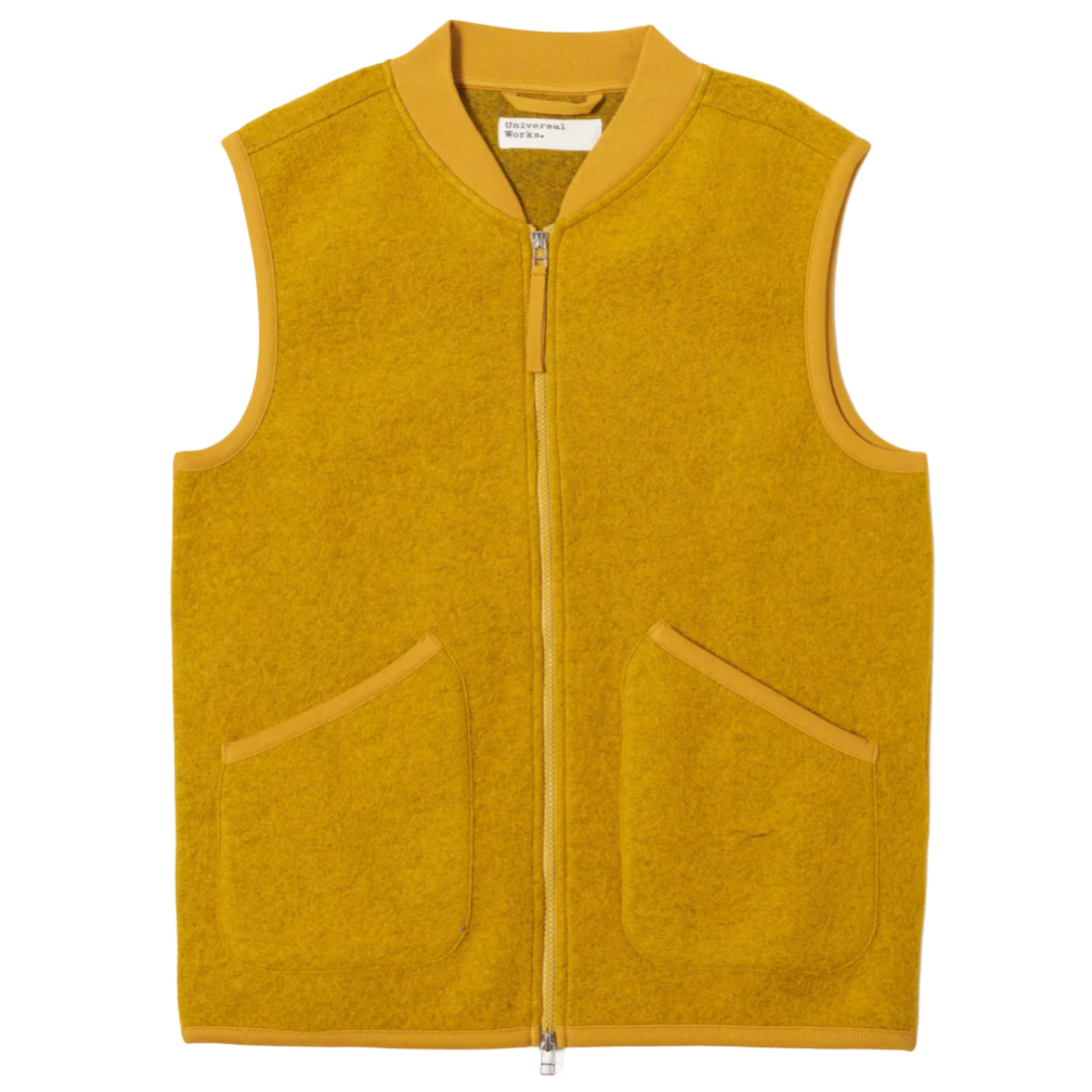 UNIVERSAL WORKS Yellow Wool Fleece Zip Waistcoat