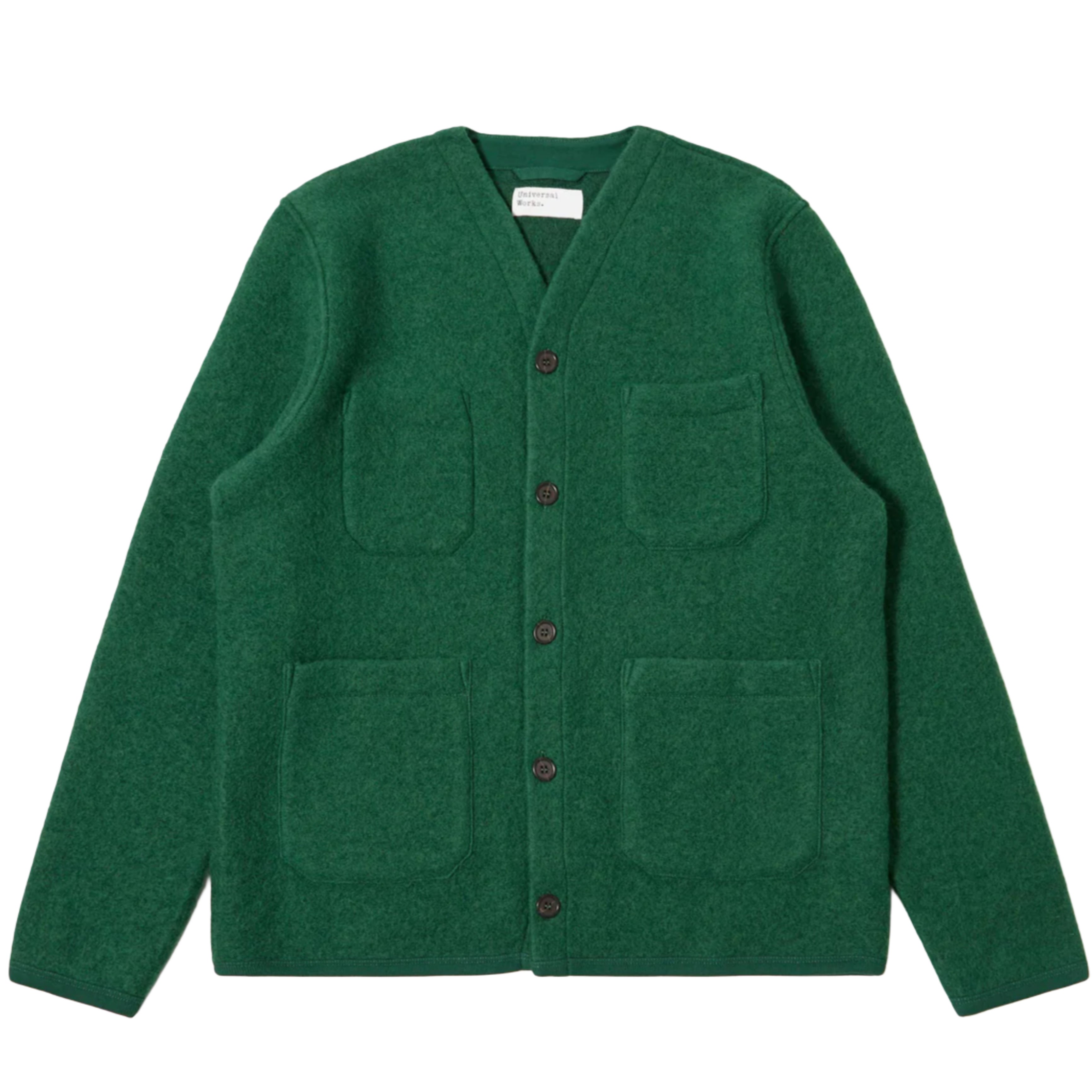 UNIVERSAL WORKS Green Wool Fleece Cardigan