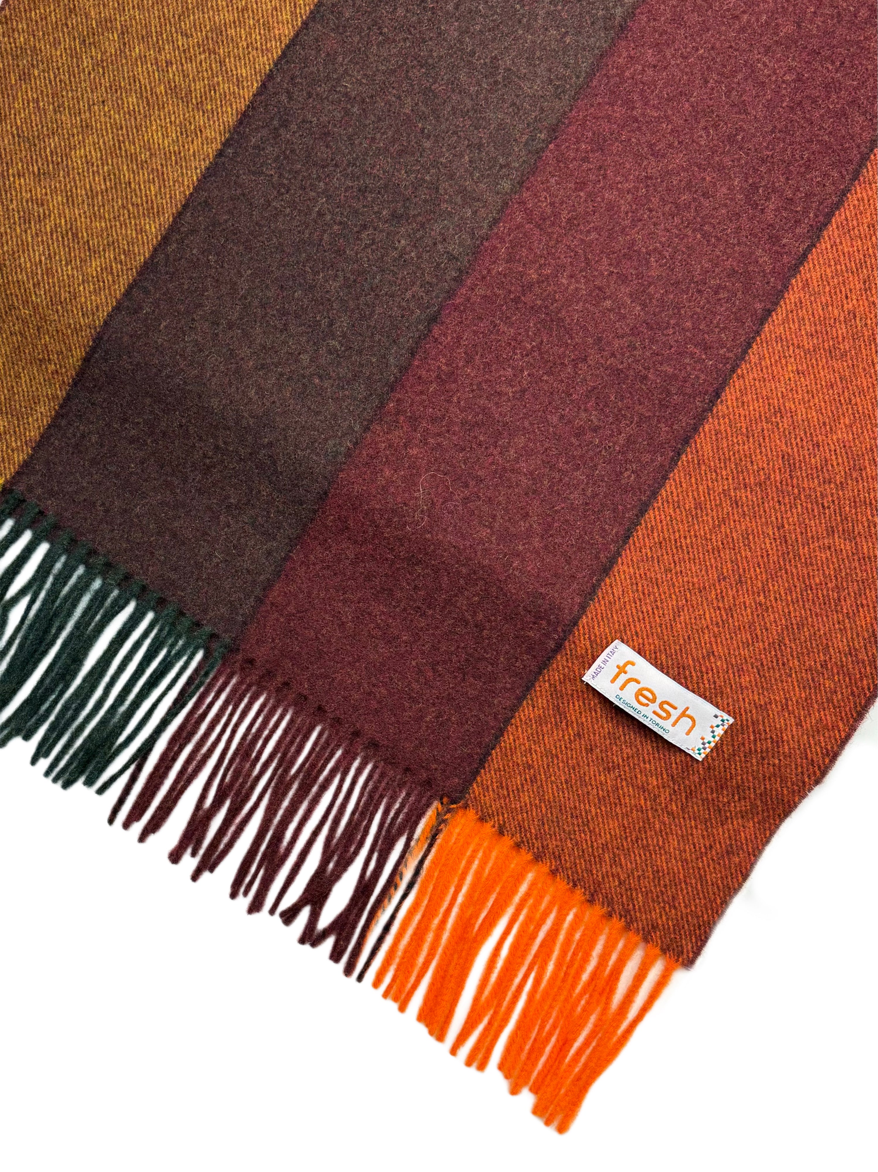 FRESH Striped Orange Wool Scarf