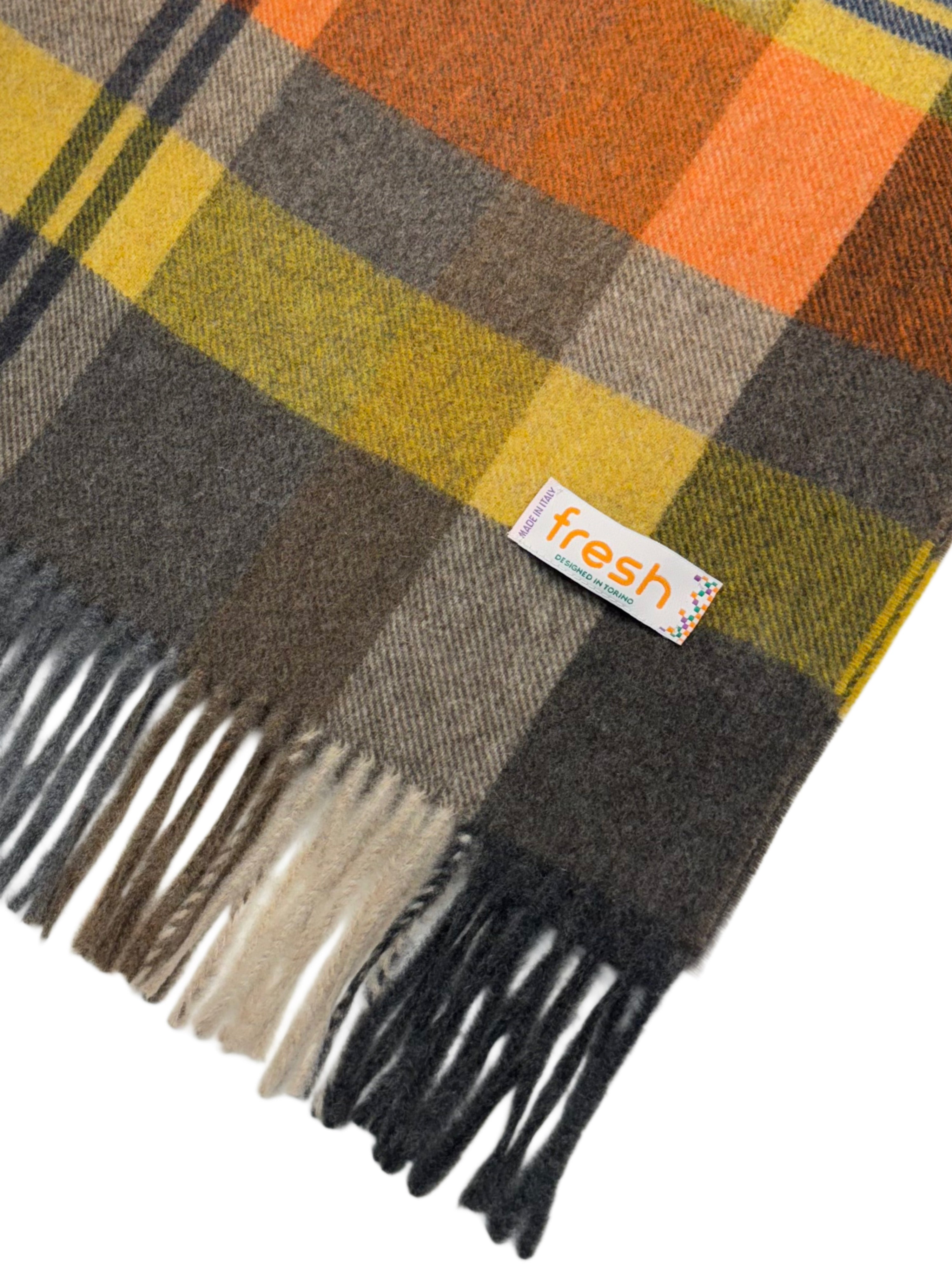Sciarpa in lana tartan arancione FRESCO