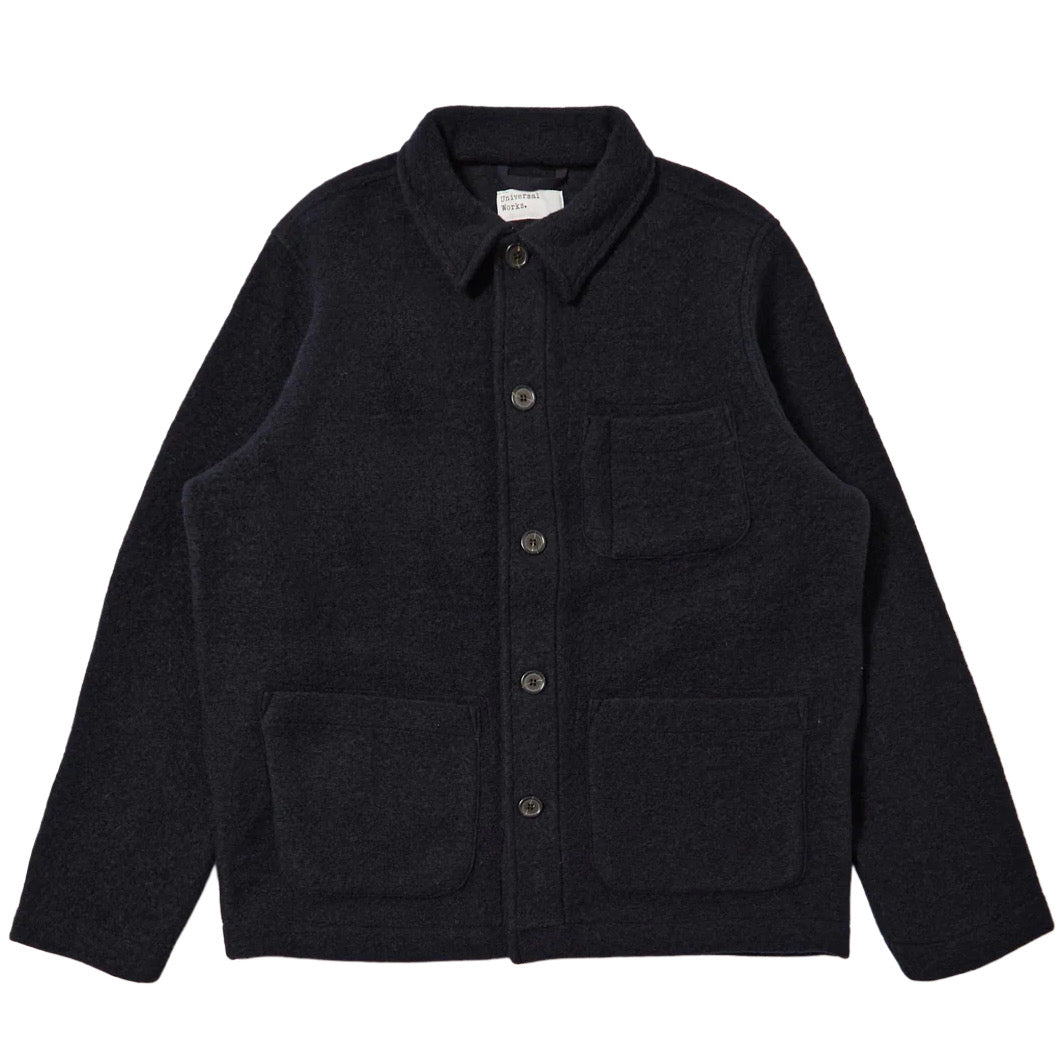 UNIVERSAL WORKS Navy Wool Fleece Field Jacket