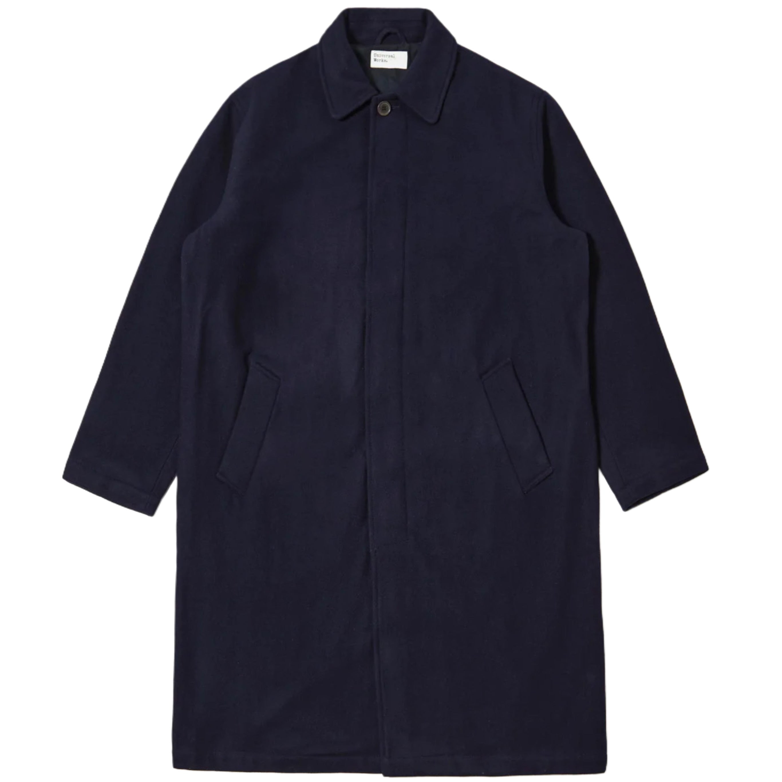 UNIVERSAL WORKS Navy Mowbray Mac Coat