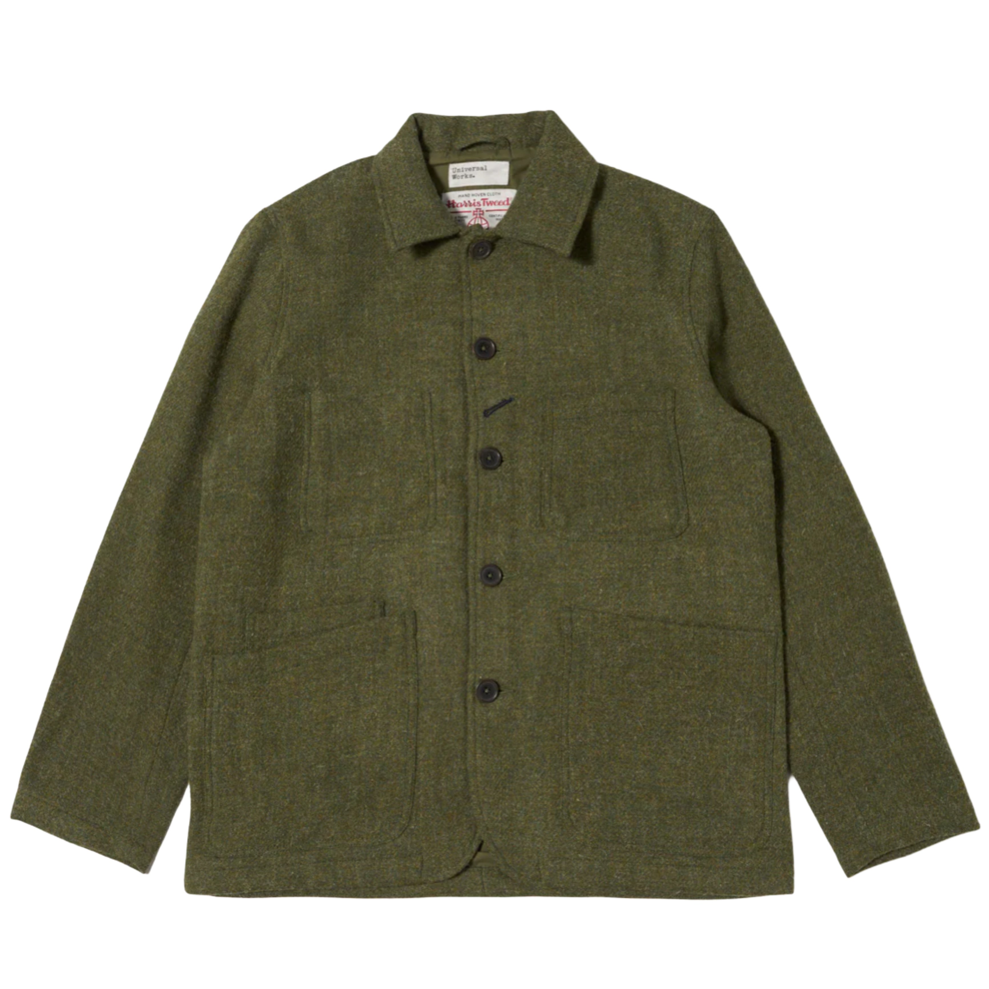 UNIVERSAL WORKS Green Harris Tweed Plaid Bakers Jacket