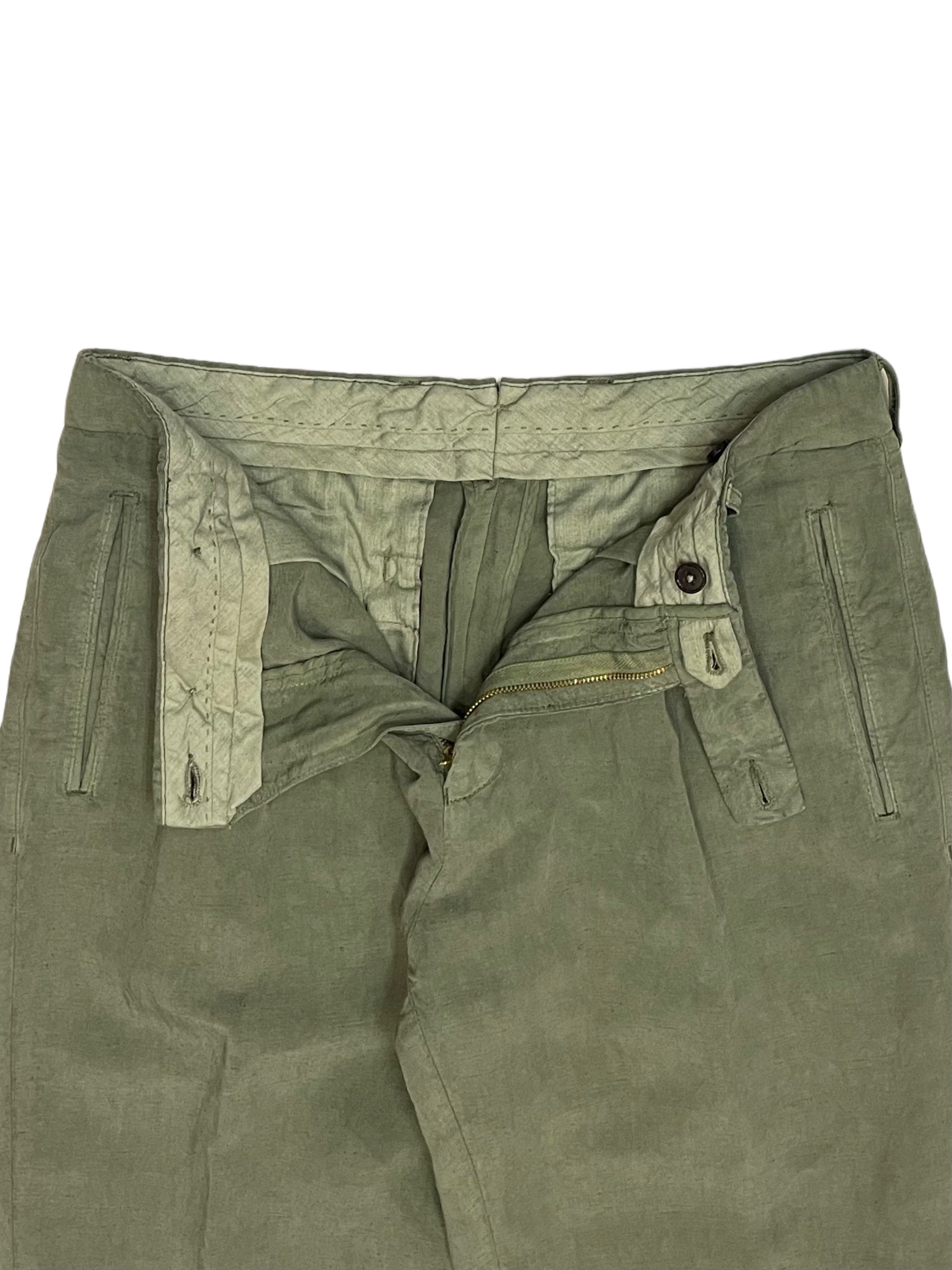 FRESH Positano Pantaloni chino a pieghe in lino Lyocell verdi