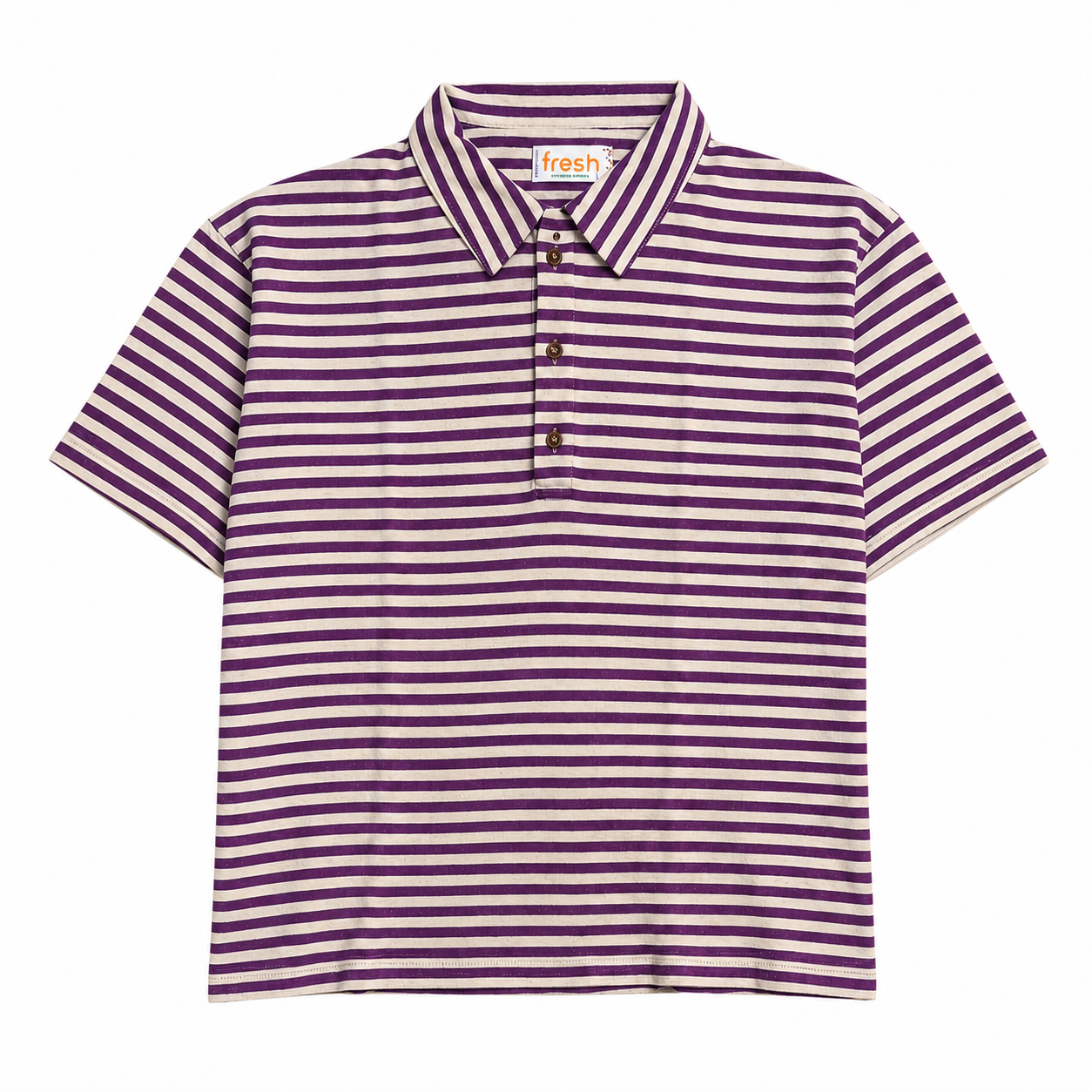 FRESH Marina Short Sleeve Striped Polo in White Lilac