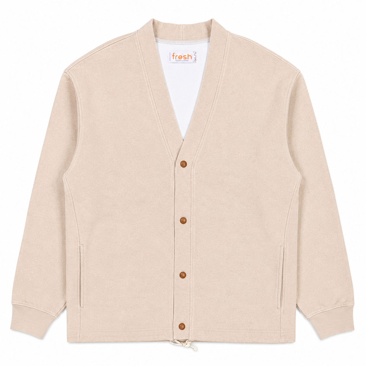 FRESH Tré Plated Cotton Cardigan in Sand