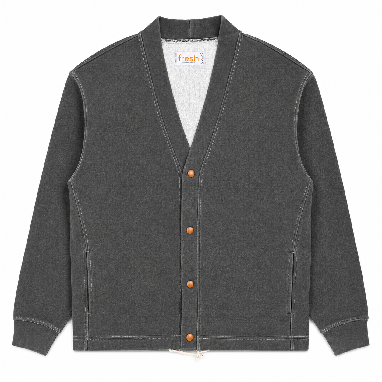 FRESH Tré Plated Cotton Cardigan in Black