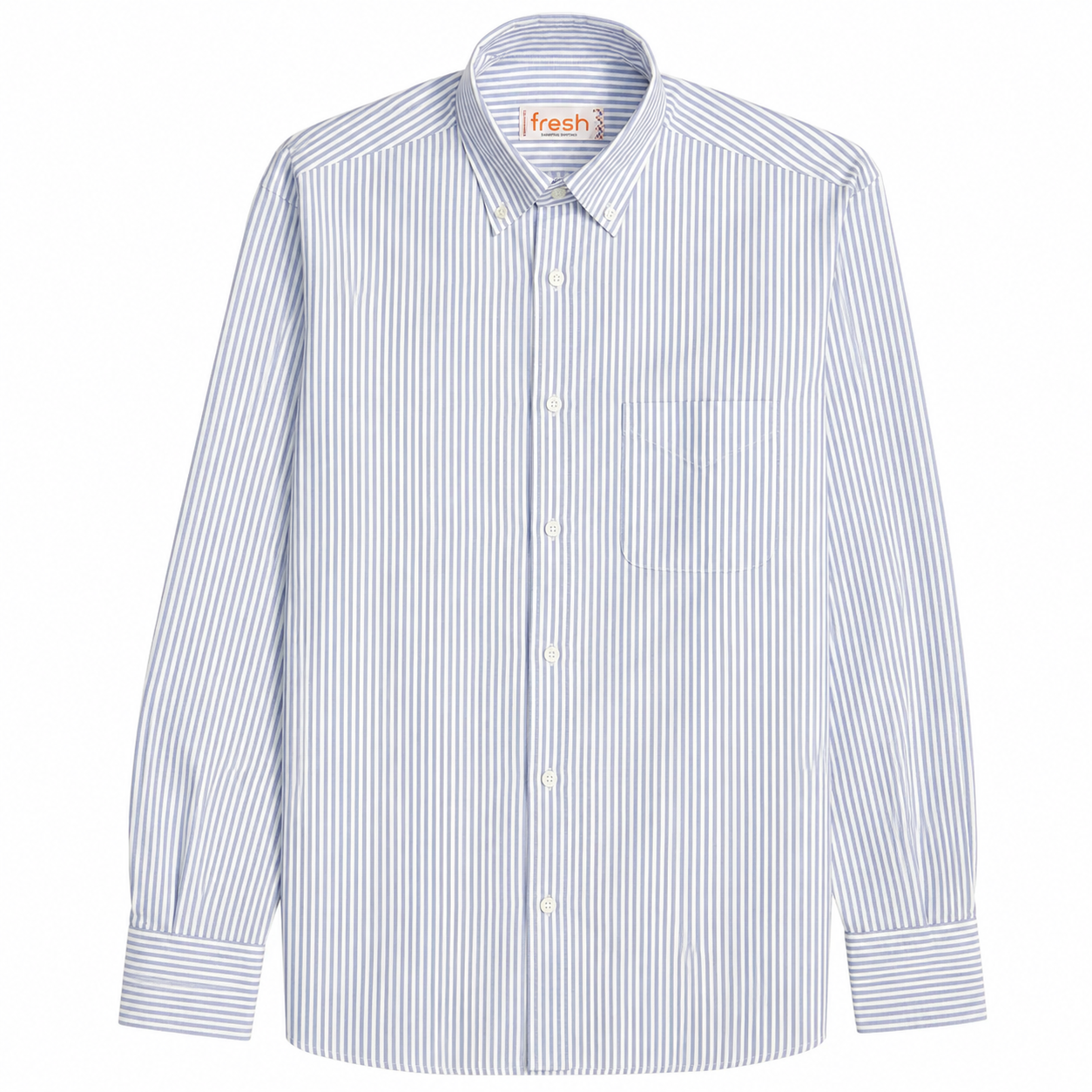 FRESH Blue Striped Oxford Cotton Button Down Shirt