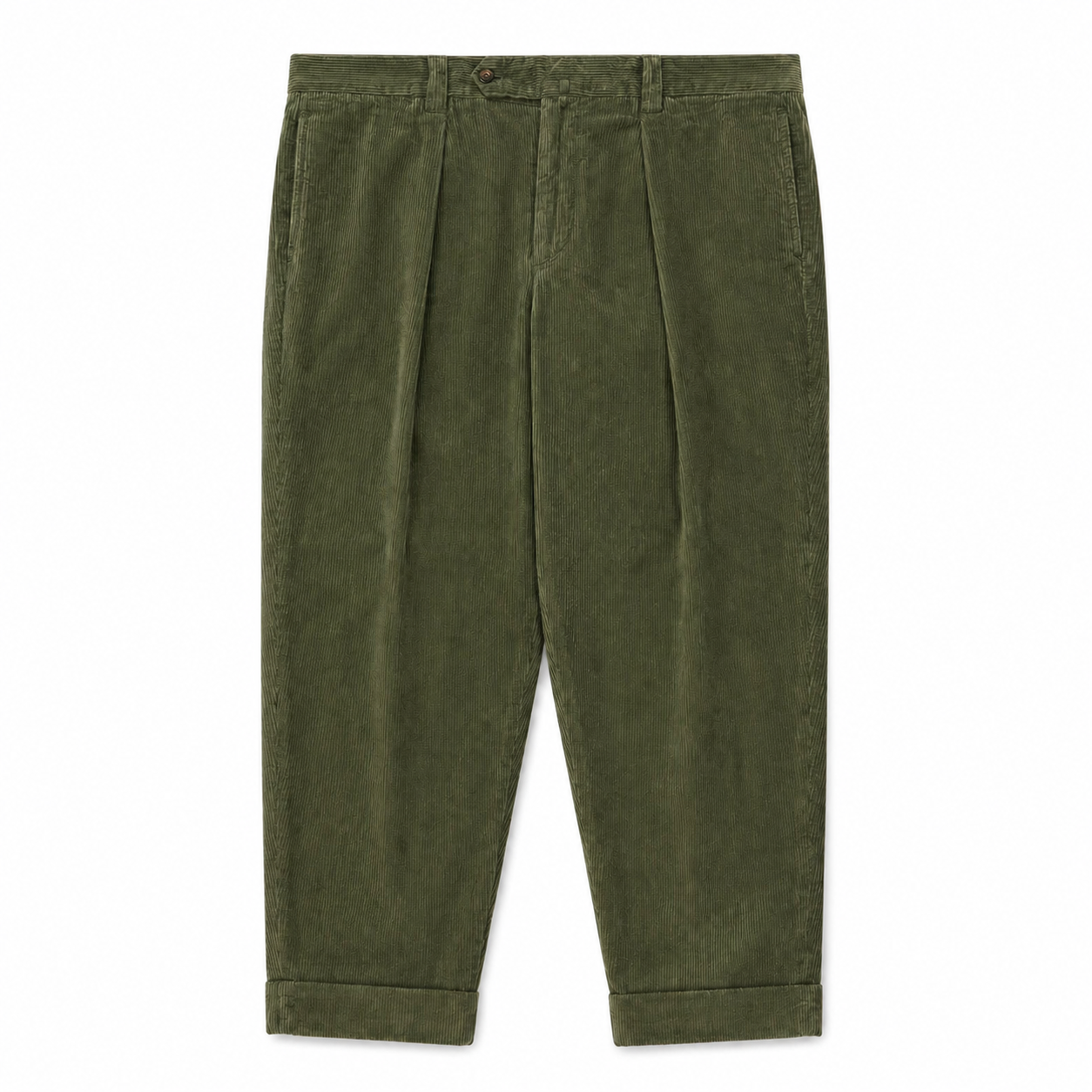 FRESH Camogli Corduroy Pleated Chino Pants In Green