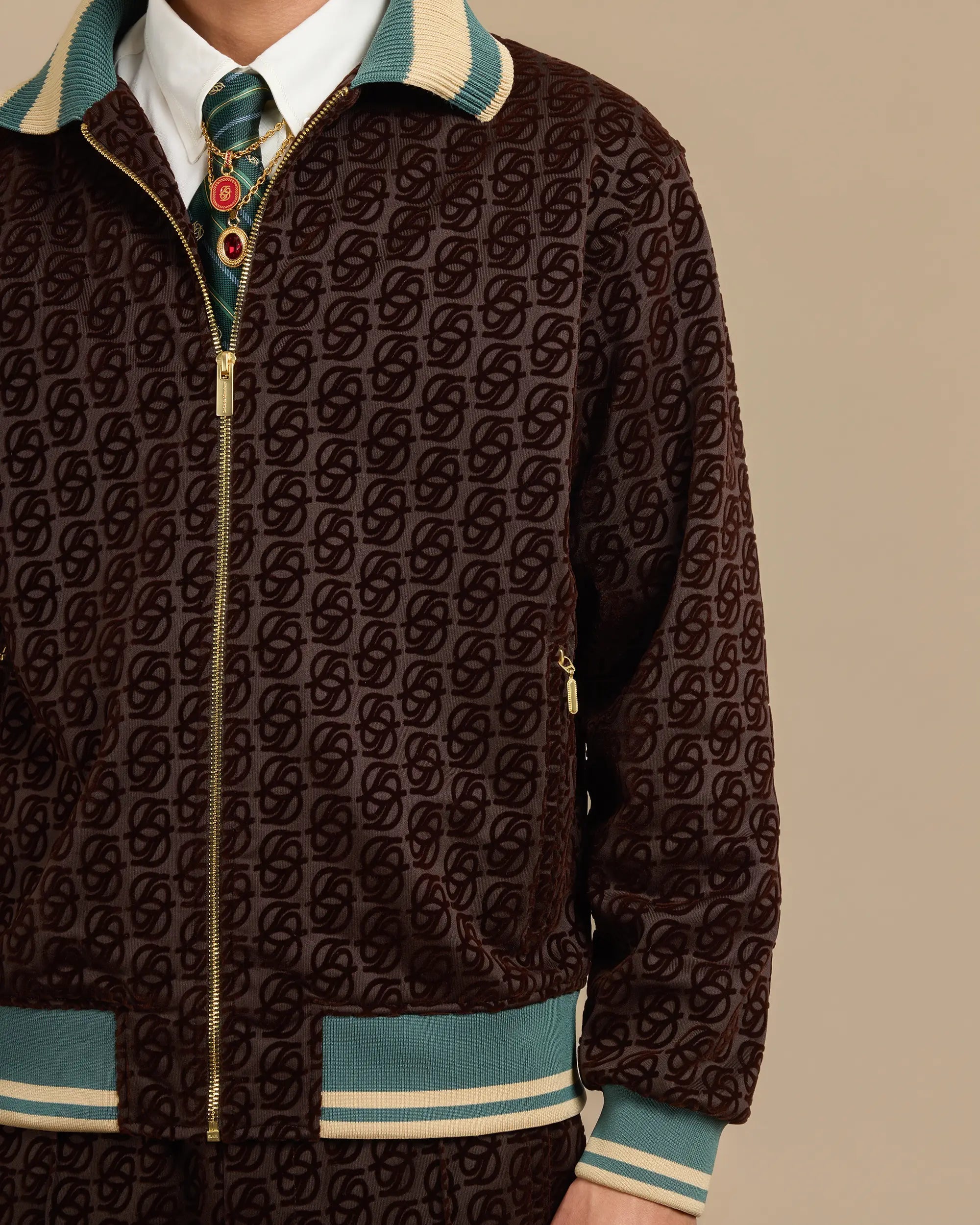 DRÔLE DE MONSIEUR La Track Jacket Monogramme Dark Brown