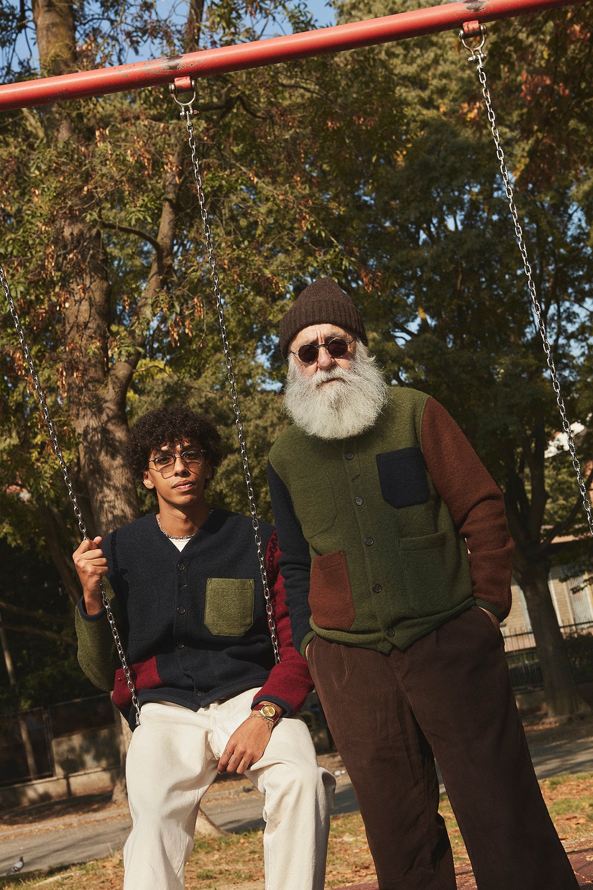UNIVERSAL WORKS x Fresh Cardigan Wool Fleece Olive Cocoa