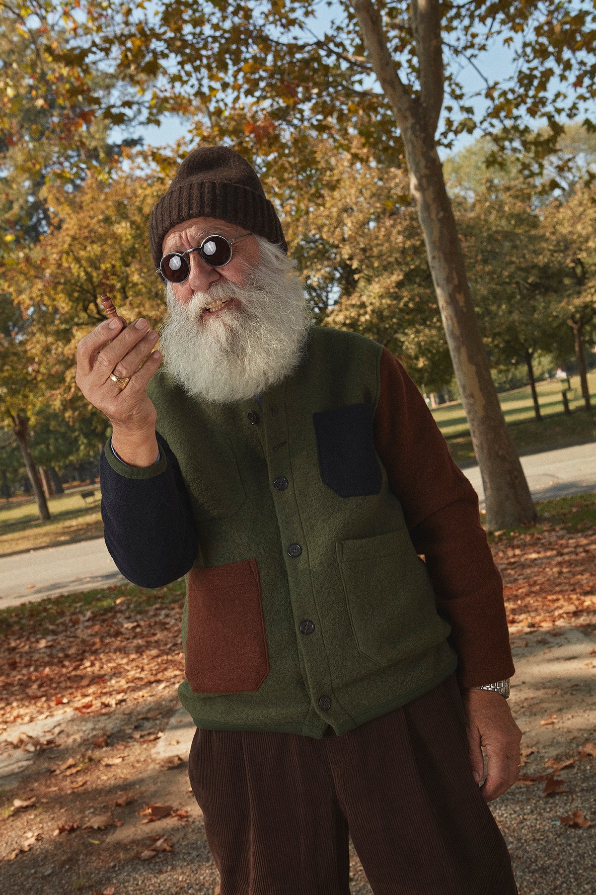 UNIVERSAL WORKS x Fresh Cardigan Wool Fleece Olive Cocoa
