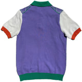 FRESH Argyle Extra Fine Crepe Cotton Knitted Polo in Purple