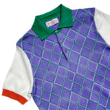 FRESH Argyle Extra Fine Crepe Cotton Knitted Polo in Purple