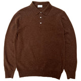GALLIA Rossi Knit Long-sleeved Wool Polo Shirt Brown