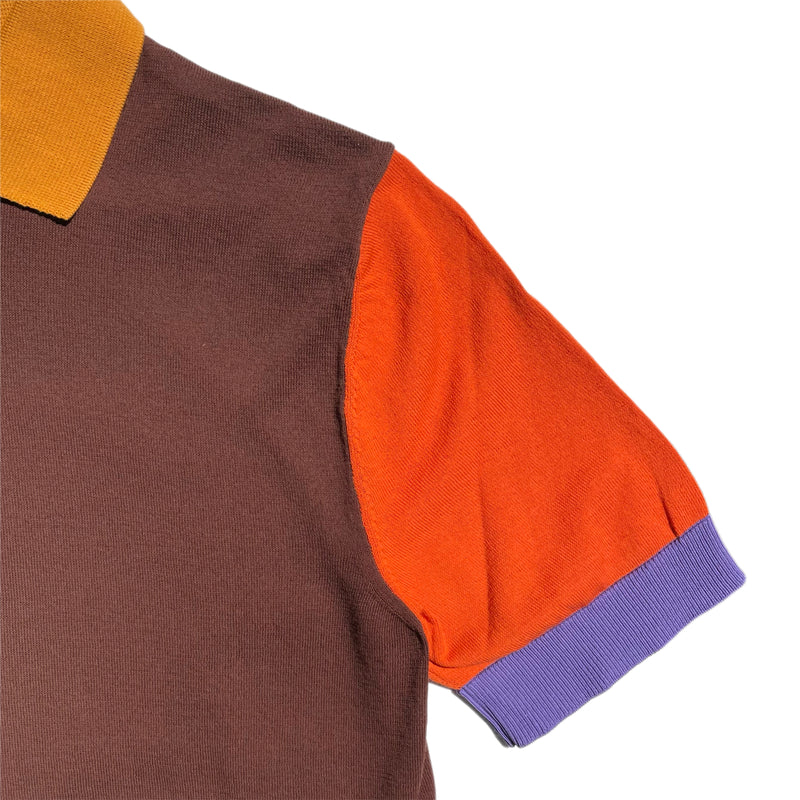 FRESH Patson Extra Fine Crepe Cotton Knitted Polo in Brown