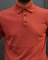 FRESH Extra Fine Crepe Cotton Knitted Polo in Cayenne Red