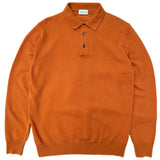 GALLIA Rossi Knit Long-sleeved Wool Polo Shirt Coccio
