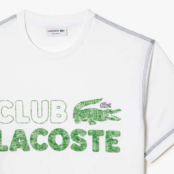 LACOSTE Men’s Lacoste Vintage Print Organic Cotton T-shirt In White