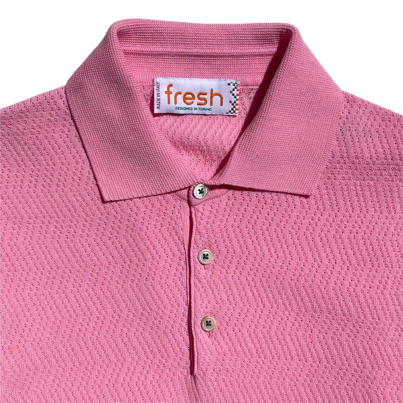 FRESH Hopkins Extra Fine Crepe Cotton Knitted Polo in Pink