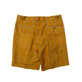 FRESH Linen Striped One-Pleat Shorts In Gold