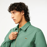 LACOSTE Short Zippered Organic Cotton Gabardine Jacket In Green