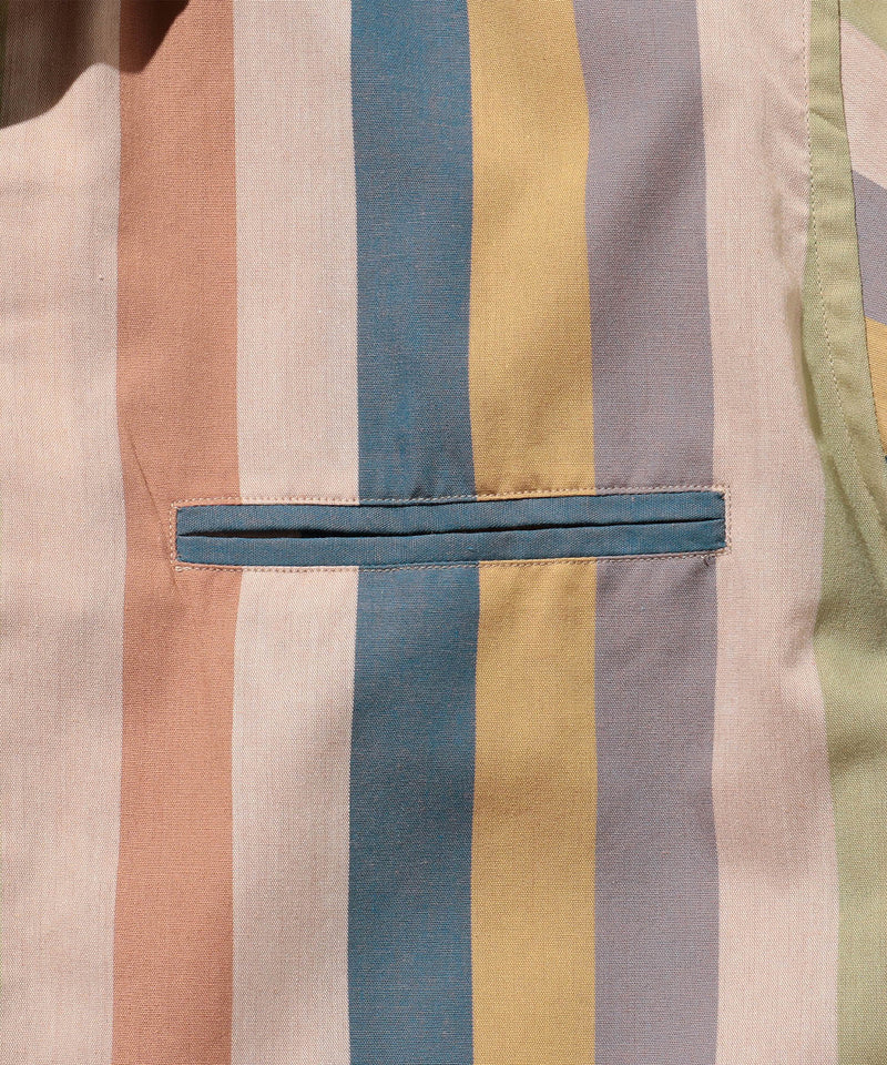 BEAMS PLUS Italian Collar Multi Stripe Beige