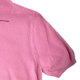 FRESH Hopkins Extra Fine Crepe Cotton Knitted Polo in Pink