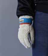 ELMER Teddy Gloves Wool Pile 5 Beige Blue 5 Fingers EM353