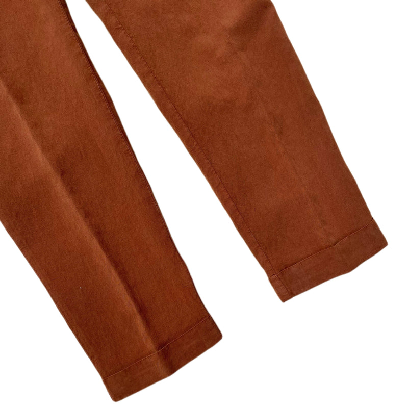 FRESH Lyocell Linen One-Pleat Chino Pants In Brick Red