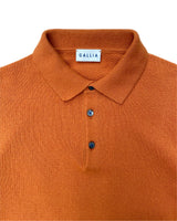 GALLIA Rossi Knit Long-sleeved Wool Polo Shirt Coccio