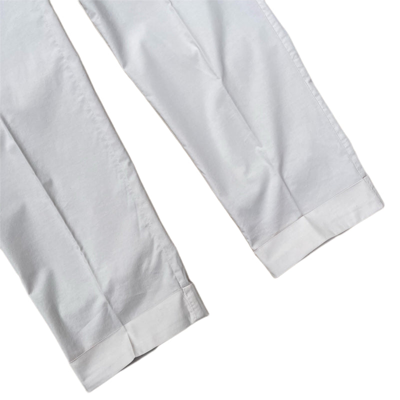 FRESH Cotton Lyocell One-Pleat Chino Pants In White Milk