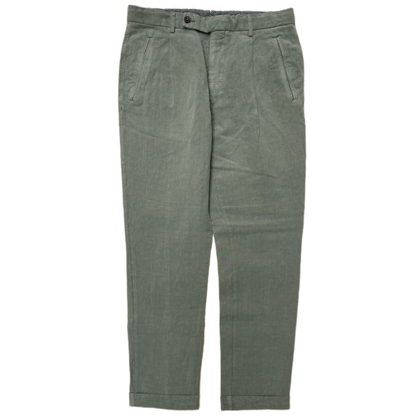FRESH Lyocell Linen One-Pleat Chino Pants In Green