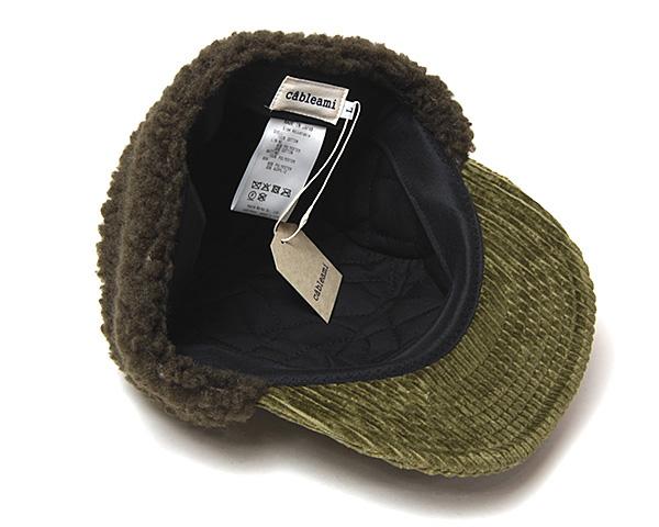 CABLEAMI Cap Quilted Lining 5W Corduroy Olive Green