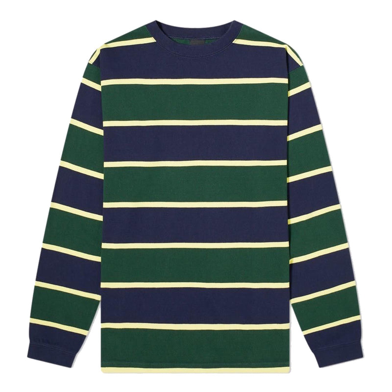 MANASTASH Long Sleeve Rugby Stripe T-Shirt Navy Green