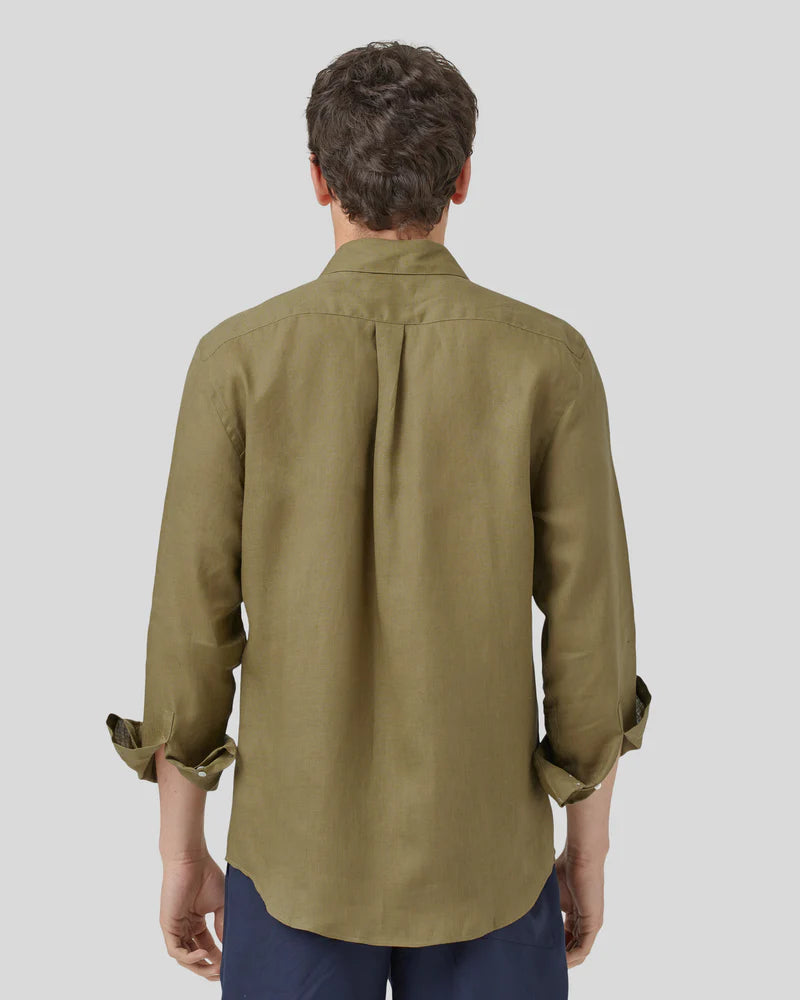 PORTUGUESE FLANNEL Linen Olive Shirt