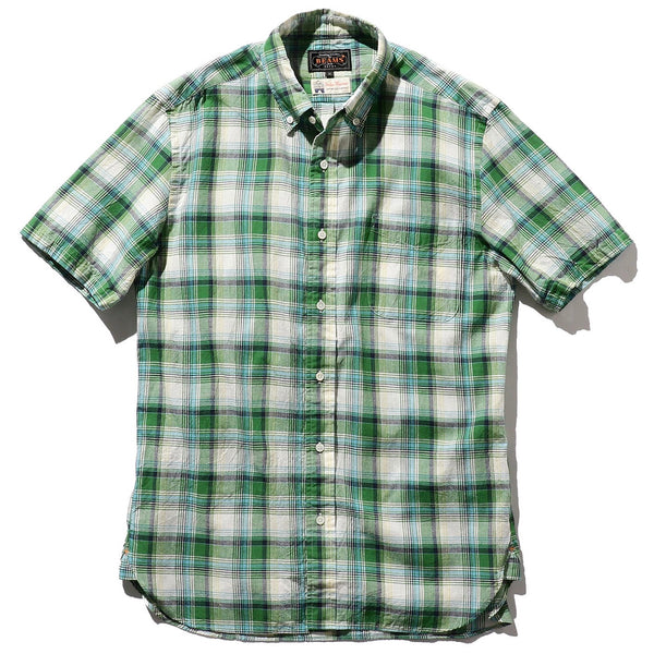 BEAMS PLUS B.D. Short Sleeve Indian Madras Check Green