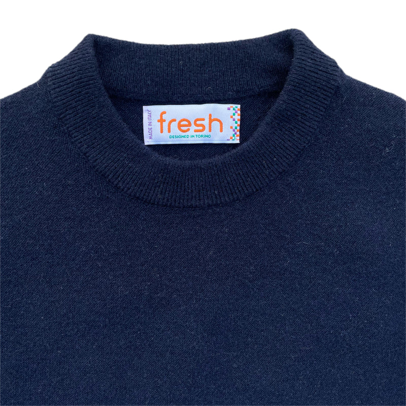 FRESH Crew Neck Wool Sweater Navy