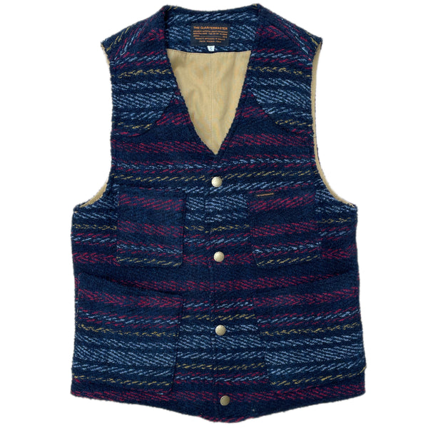 THE QUARTERMASTER Striped Wool Vest Blue