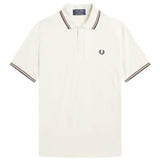 FRED PERRY Twin Tipped Polo Shirt M12 Ecru Nut Flake Navy