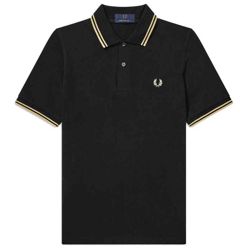 FRED PERRY Twin Tipped Polo Shirt M12 Black Champagne
