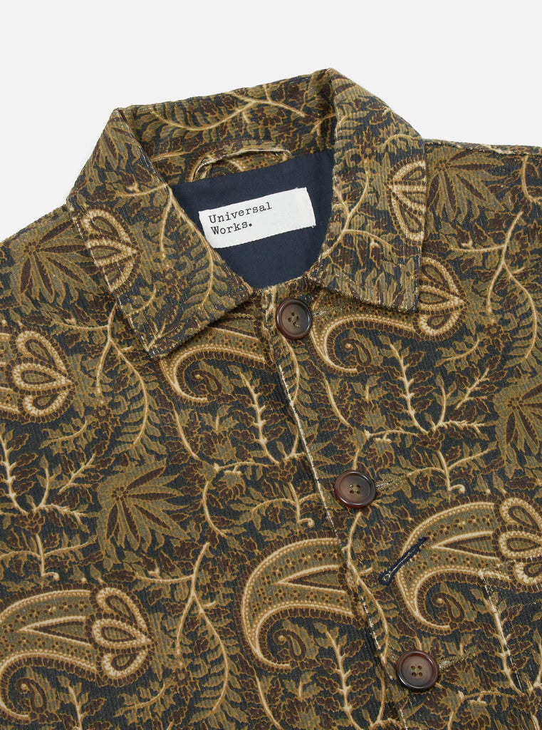 UNIVERSAL WORKS Bakers Chore Jacket In Navy Paisley Cord