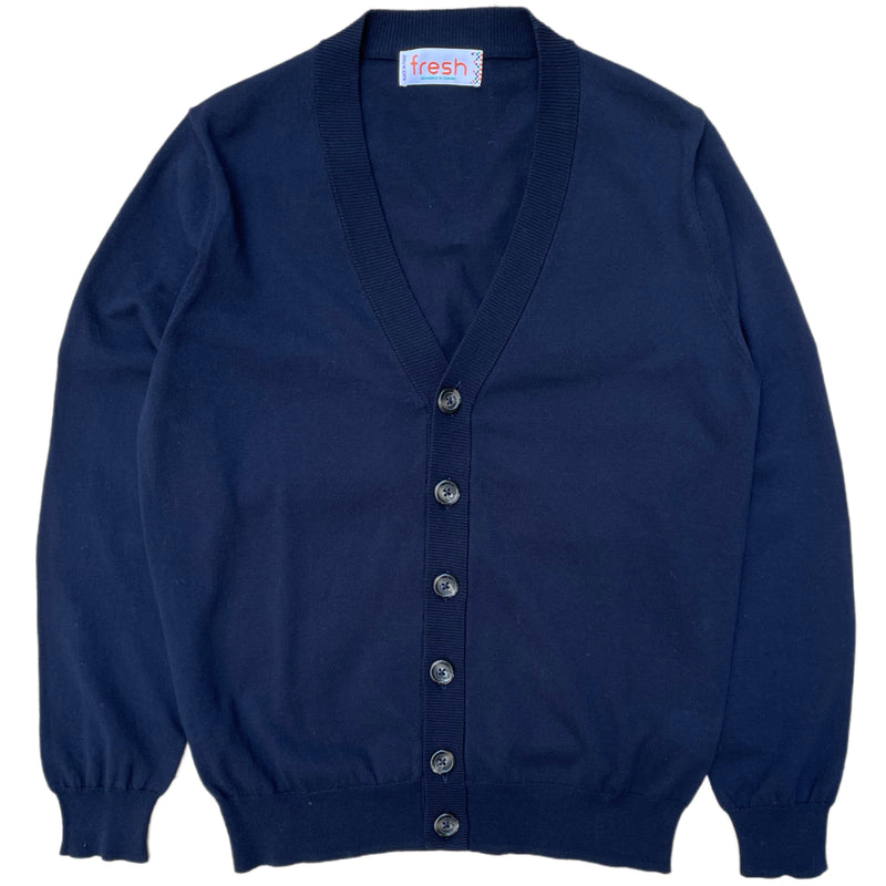 FRESH Extra Fine Cotton Cardigan Made In Italy Navy