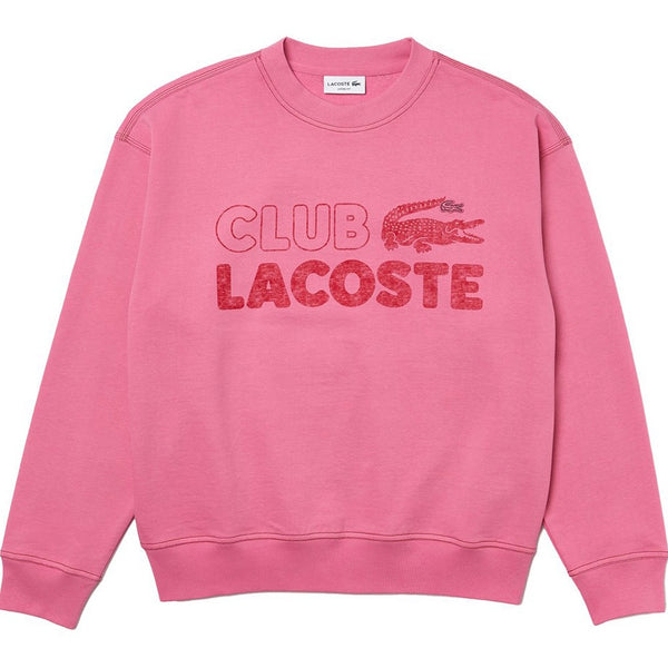 LACOSTE Men’s Round Neck Loose Fit Vintage Print Sweatshirt